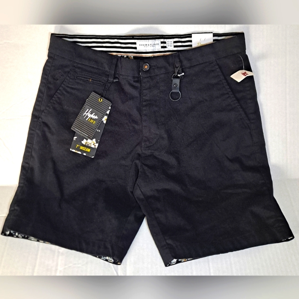 Denim and Flower Mens Black Shorts 32 Waist